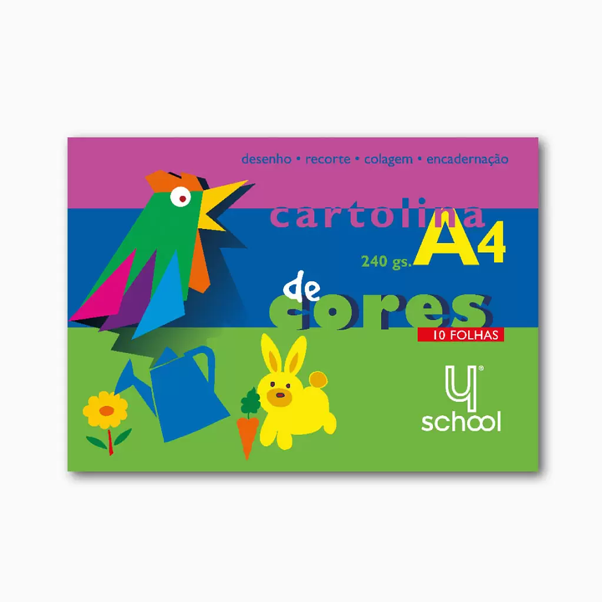 Bloco A4 de cartolina colorida 10 fls 4school