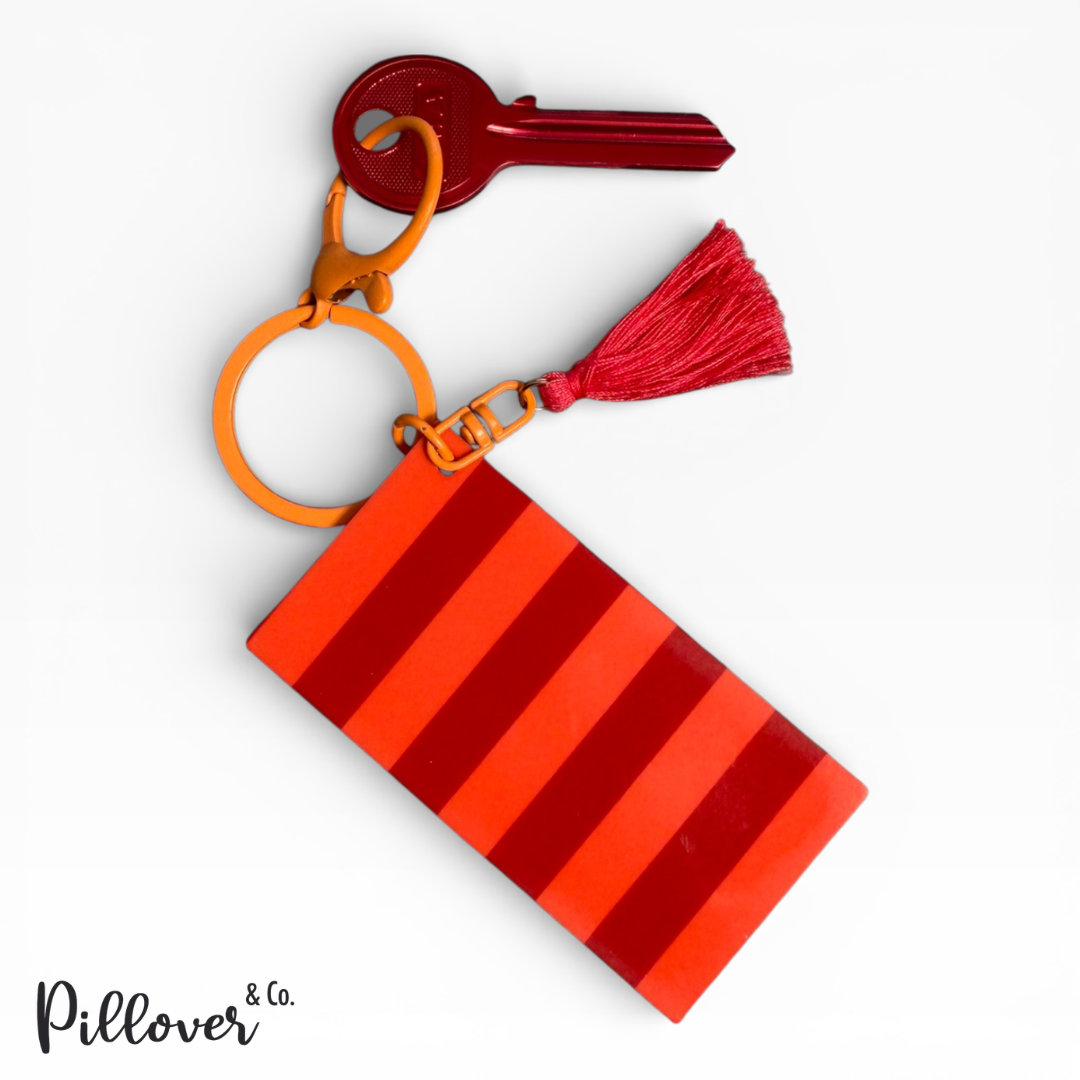 Llavero Acrílico Franjas Rojas