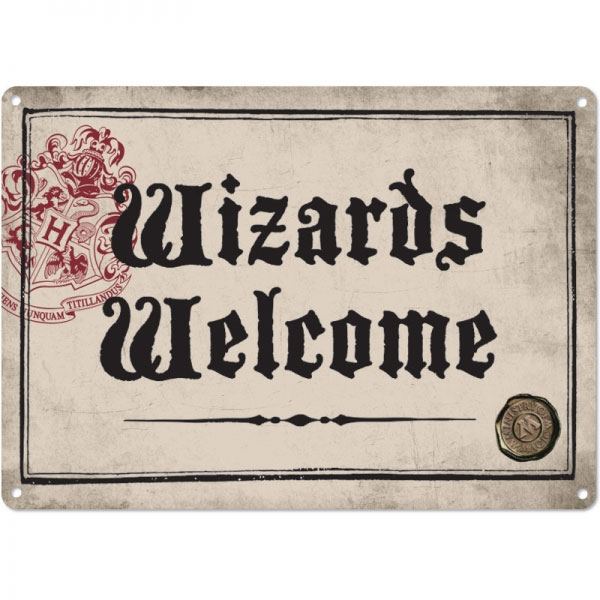 Placa de Metal Harry Potter Wizards Welcome 