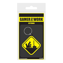 Porta-chaves Gamer at Work Caution Sign
