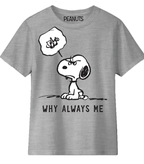 T-shirt Criança Peanuts Snoopy Why Always Me?