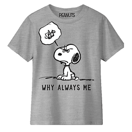 T-shirt Criança Peanuts Snoopy Why Always Me?