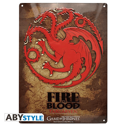Placa de Metal Game of Thrones Targaryen