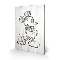 Quadro em Madeira Mickey Mouse Sketched
