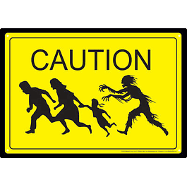Placa Metálica Caution Zombies