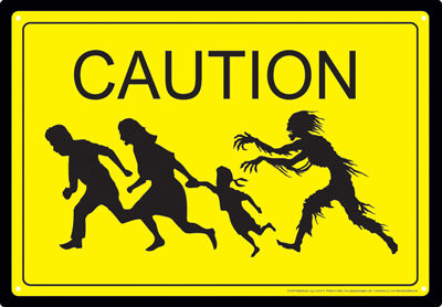 Placa de Metal Caution Zombies