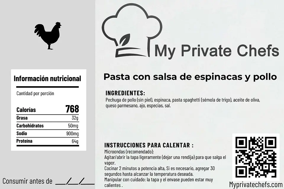 Pasta Espinaca con Pollo 2