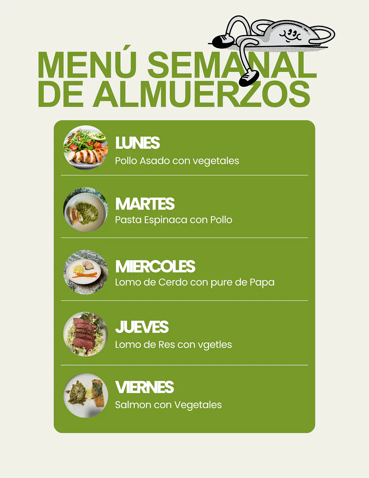 1. Selecciona 5 o 10 comidas para la semana entrante.