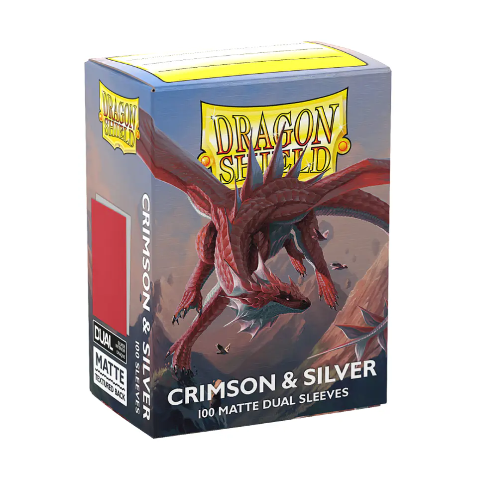Dragon Shield - Standard Size Dual Matte Sleeves (100 Sleeves) - Crimson & Silver 1