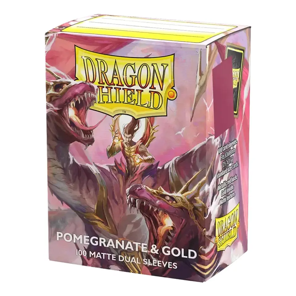 Dragon Shield - Standard Size Dual Matte Sleeves (100 Sleeves) - Pomegranate & Gold 1