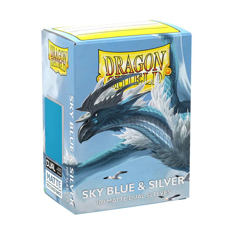 Dragon Shield - Standard Size Dual Matte Sleeves (100 Sleeves) - Sky Blue & Silver 1