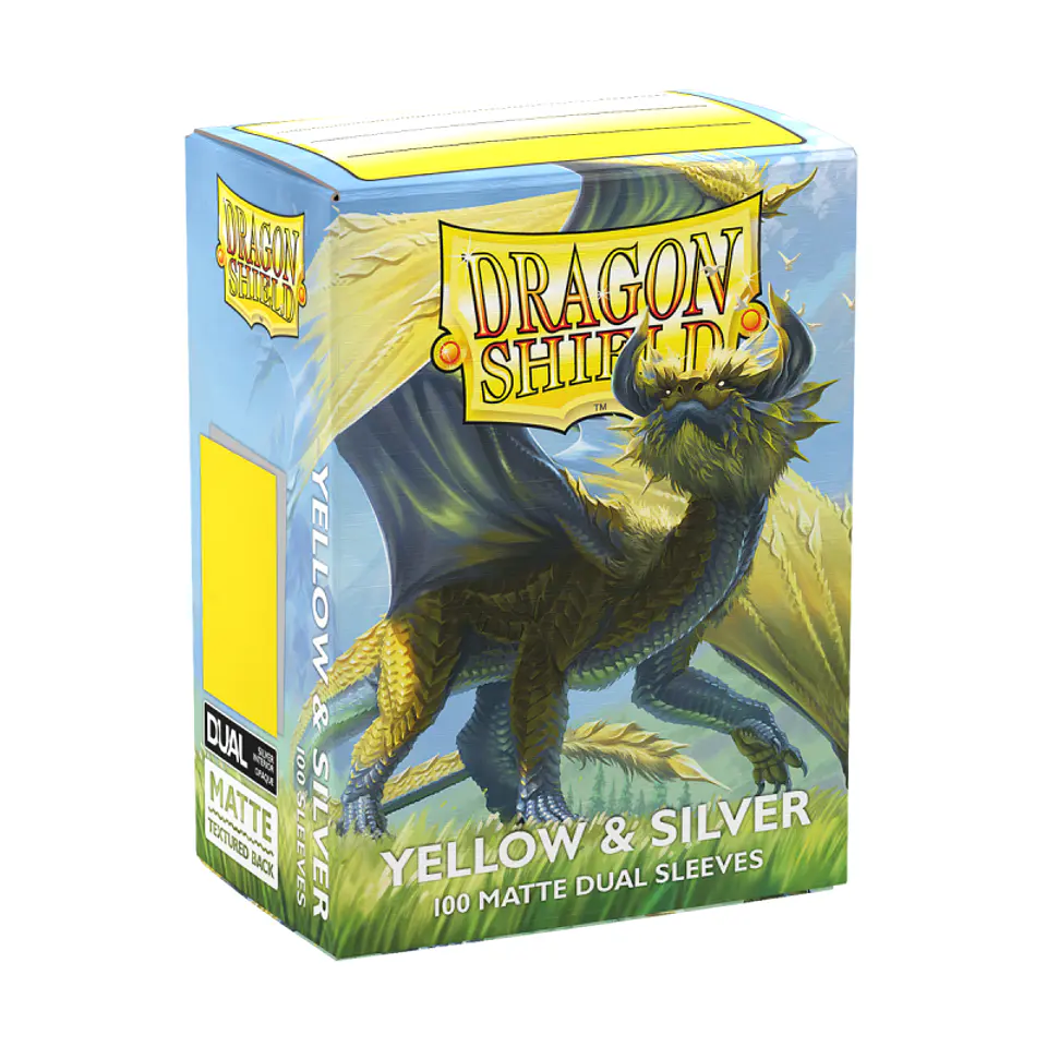 Dragon Shield - Standard Size Dual Matte Sleeves (100 Sleeves) - Yellow & Silver 1