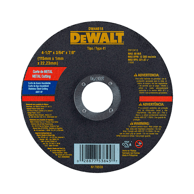 Esmeril 700w + Disco Corte Metal Ac/inox Dewalt Dwe4010