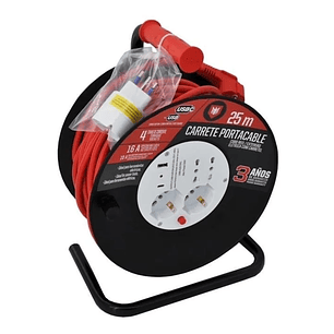 Alargador Carrete Ubermann PRO 25M 16/10A Schuko, USB, USB- C