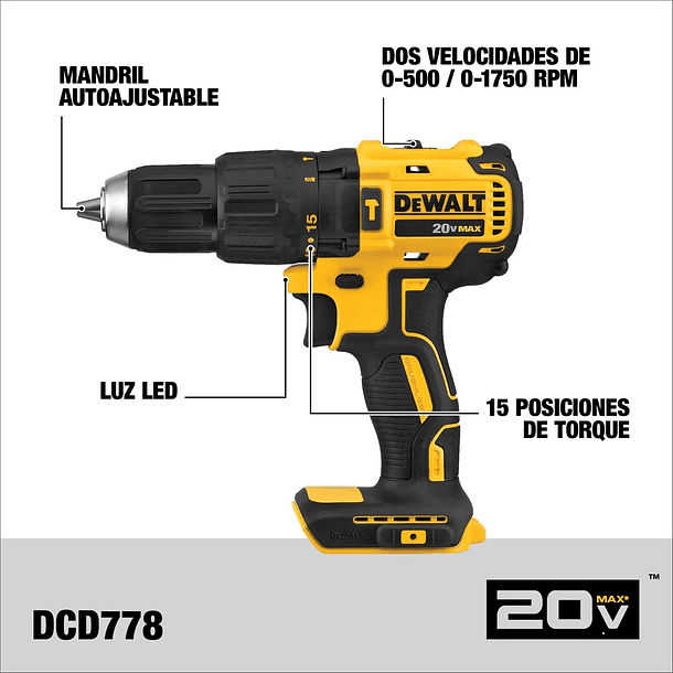 Taladro Percutor + Atornillador 20v + 2 Bat Dewalt Dck223... 3