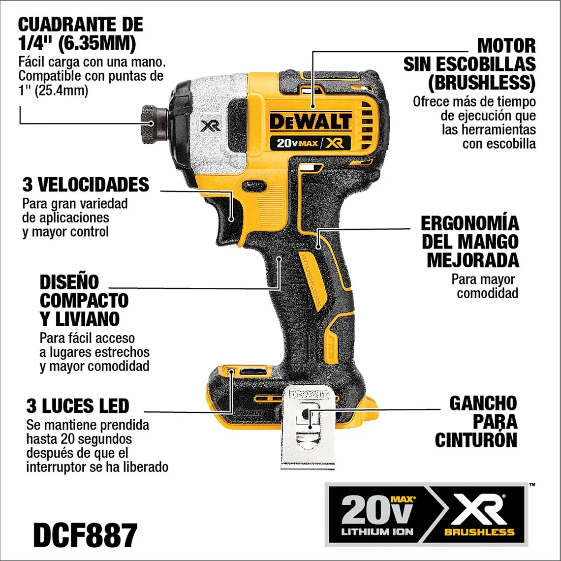 Taladro Percutor + Atornillador 20v + 2 Bat Dewalt Dck223... 4