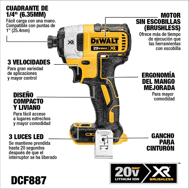 Taladro Percutor + Atornillador 20v + 2 Bat Dewalt Dck223... 4