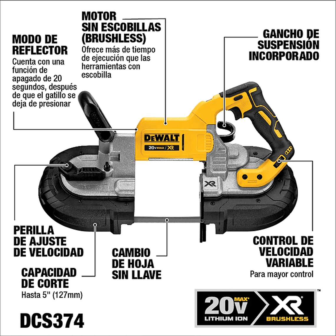 Sierra Banda De Corte Profundo 20v S/batería Dewalt Dcs374b 2