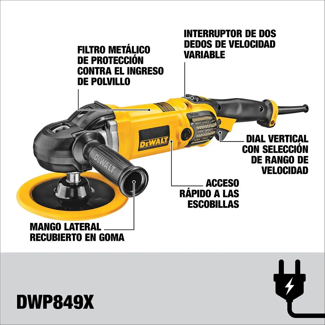 Pulidora Angular 7 Y 9 1250w Dewalt Dwp849x-b2 3