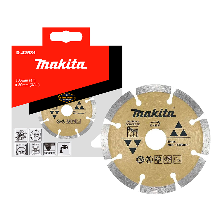 Disco Diamantado Segmentado 105x20mm + Anillo Makita D-42531 1