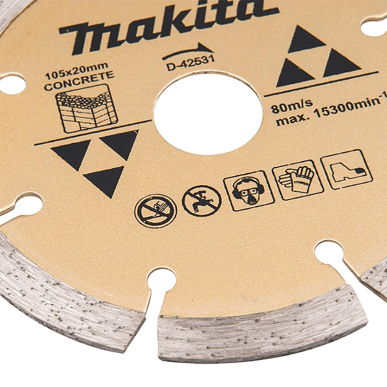Disco Diamantado Segmentado 105x20mm + Anillo Makita D-42531 4