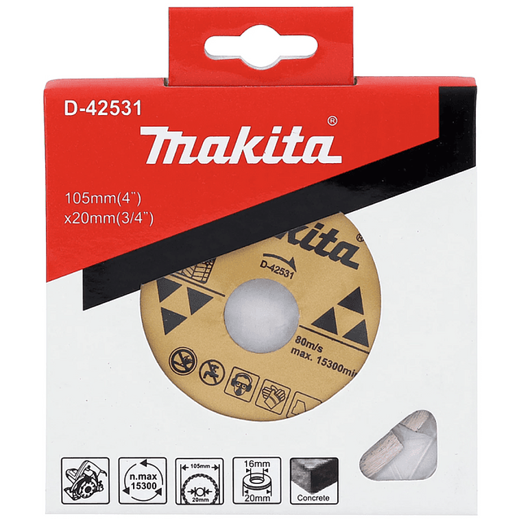 Disco Diamantado Segmentado 105x20mm + Anillo Makita D-42531 6