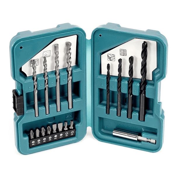 Set Puntas Brocas Madera Metal Concreto 17pcs Makita D-40216 1