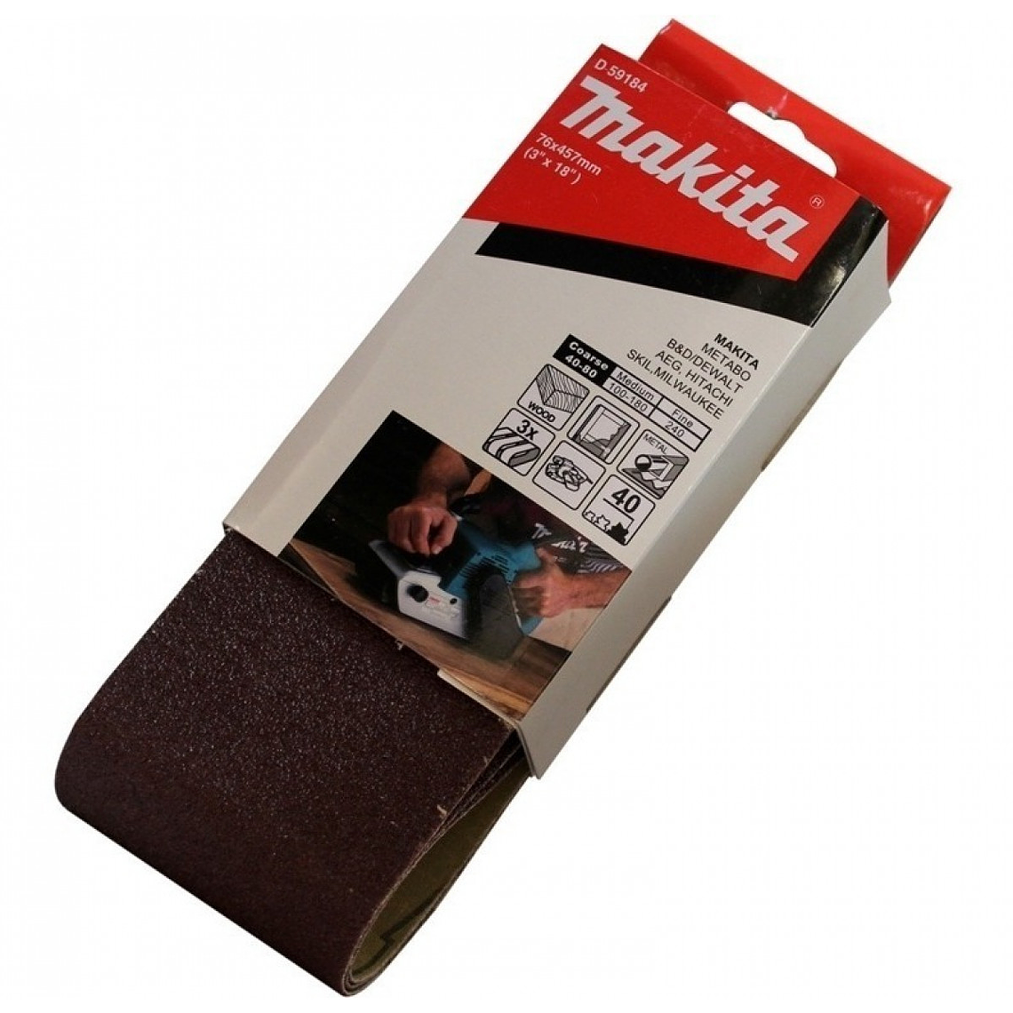 Lijas Banda (3un) 3x18'' 76x457mm Grano 40 Makita D-59184 2
