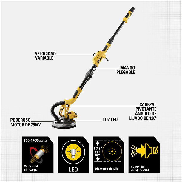 Lijadora De Pared Y Techo 750w Stanley Sw75-b2c 5