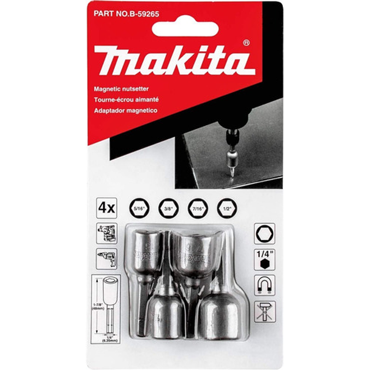 Set Adaptador Magnetico 4 Pzs Makita B-59265 2