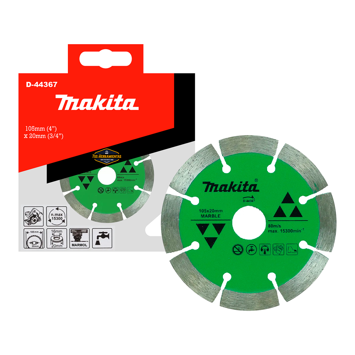 Disco Diamantado Corte Mármol 105x20mm Húmedo Makita D-44367 1