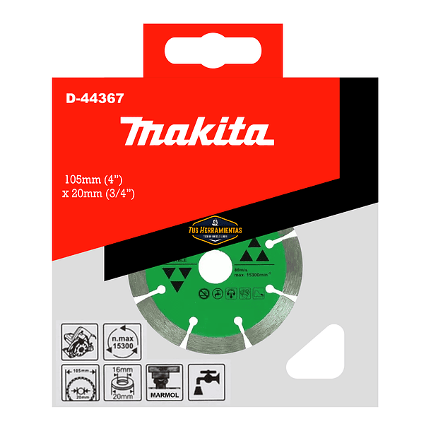 Disco Diamantado Corte Mármol 105x20mm Húmedo Makita D-44367 4