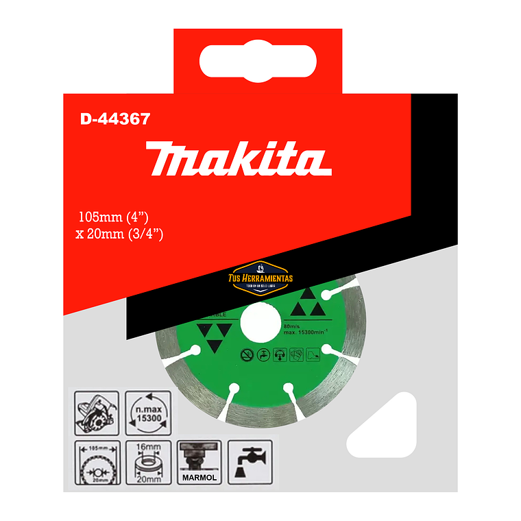 Disco Diamantado Corte Mármol 105x20mm Húmedo Makita D-44367 4