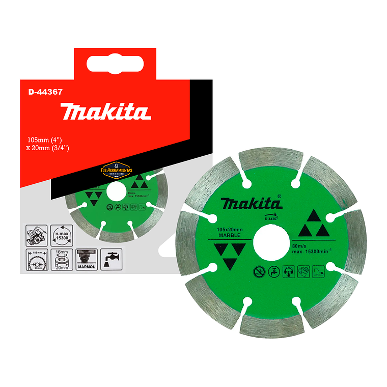 Disco Diamantado Corte Mármol 105x20mm Húmedo Makita D-44367 2