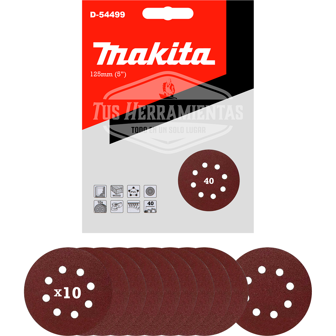 Discos Lija Velcro (10u) 125mm (5