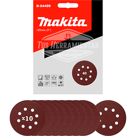 Discos Lija Velcro (10u) 125mm (5") Grano 40 Makita D-54499