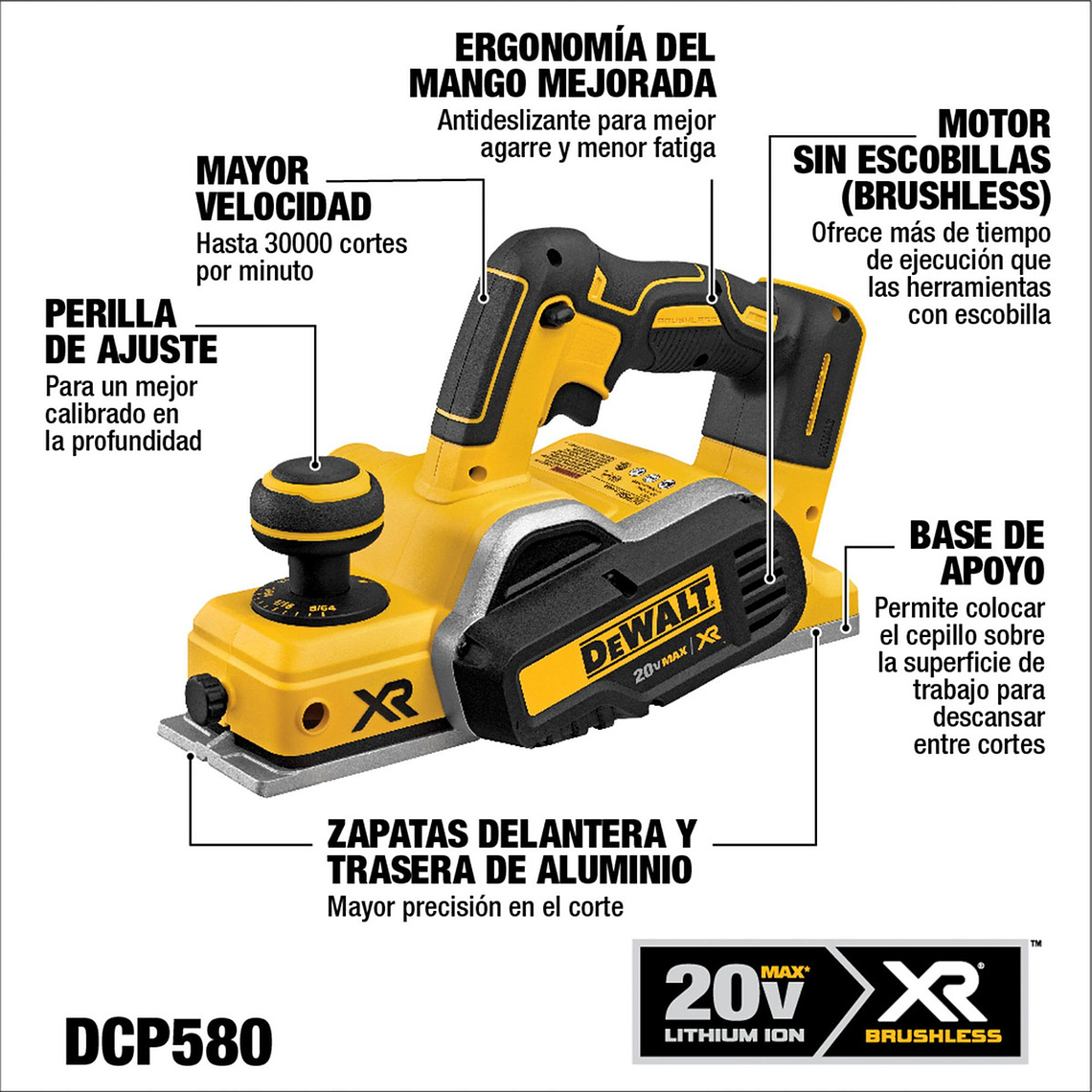 Cepillo Xr 20v Sin Carbones Y Sin Batería Dewalt Dcp580b 3