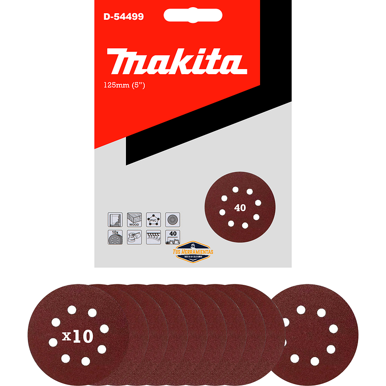 Lijadora Roto Orbital 125mm Makita M9204b + 10 Lijas G-40 5