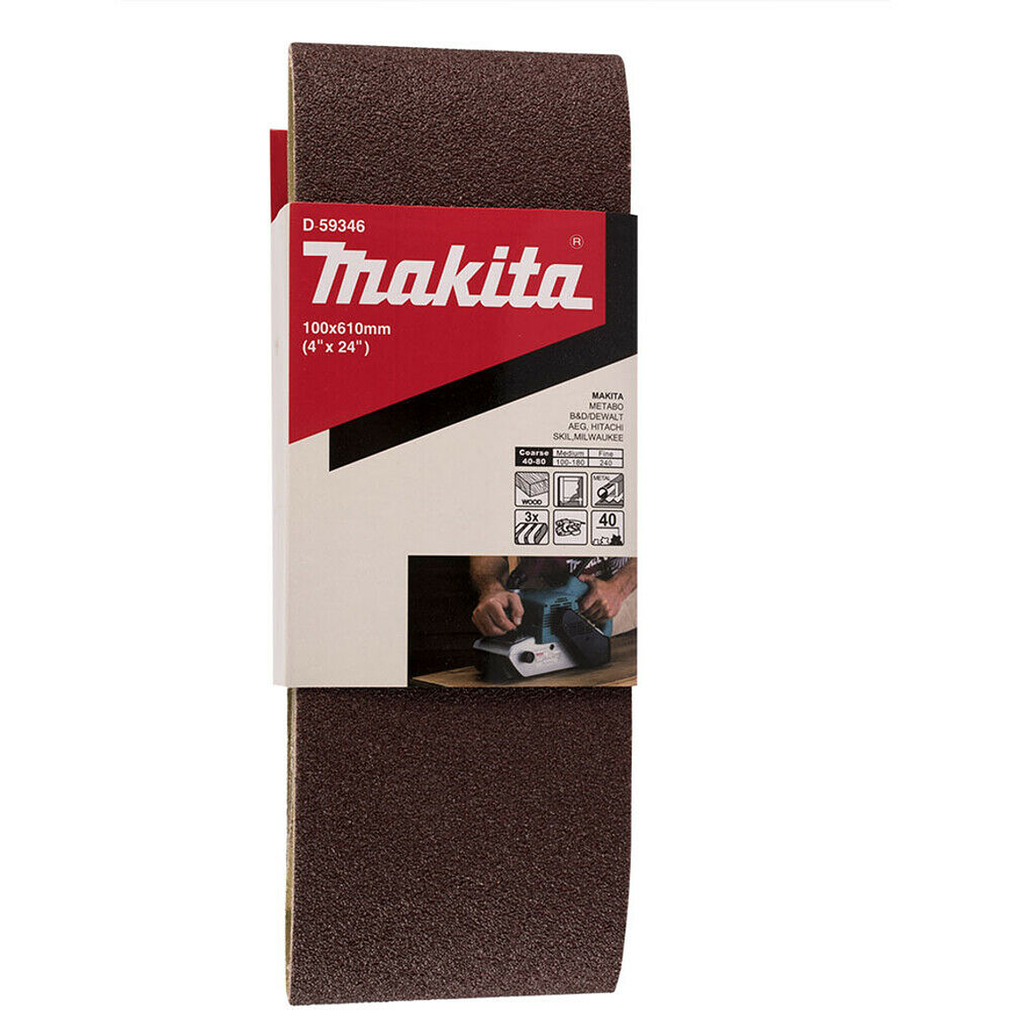 Lijas Banda 3unids 4x24'' 610x100mm Grano 40 Makita D-59346 2