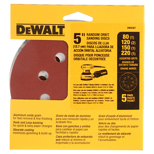 Set 5 Lijas De 5 (125 Mm) Dewalt Dw4307 Grano Surtido