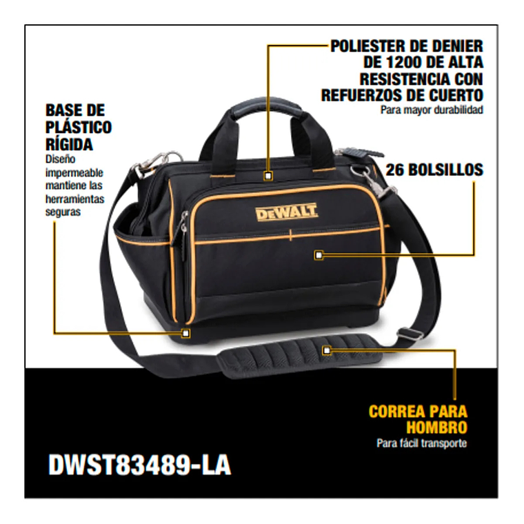 Bolso De Herramientas 355mm 26 Bolsillos Dewalt Dwst83489-la 5