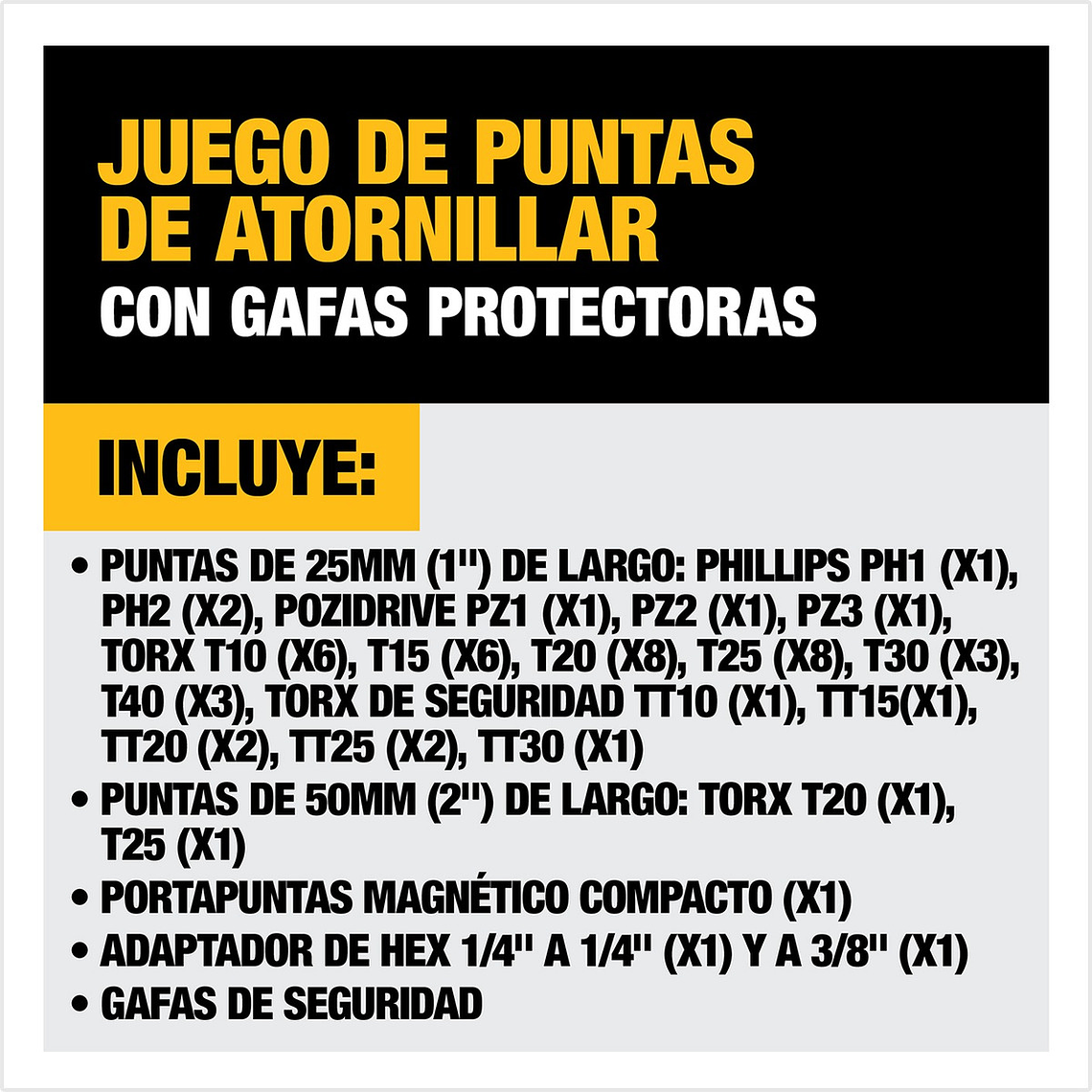 Set 52 Piezas Atornillar + Gafas Oscuras Dewalt Dt71550-qz 3