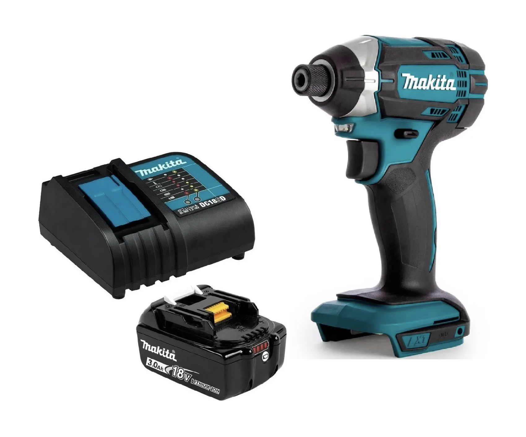 Kit Inalambrico 18V Taladro Percutor y Atornillador de Impacto Makita