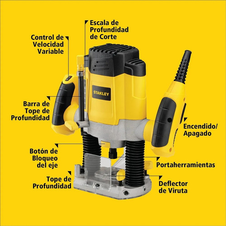 Fresadora 1200W SRR1200-B2C Stanley + Set fresas 5
