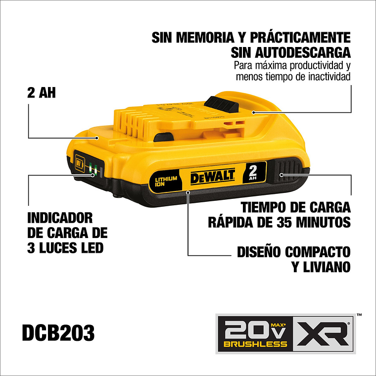 Kit 2 Baterias 20v 2ah Dewalt Dcb203 3