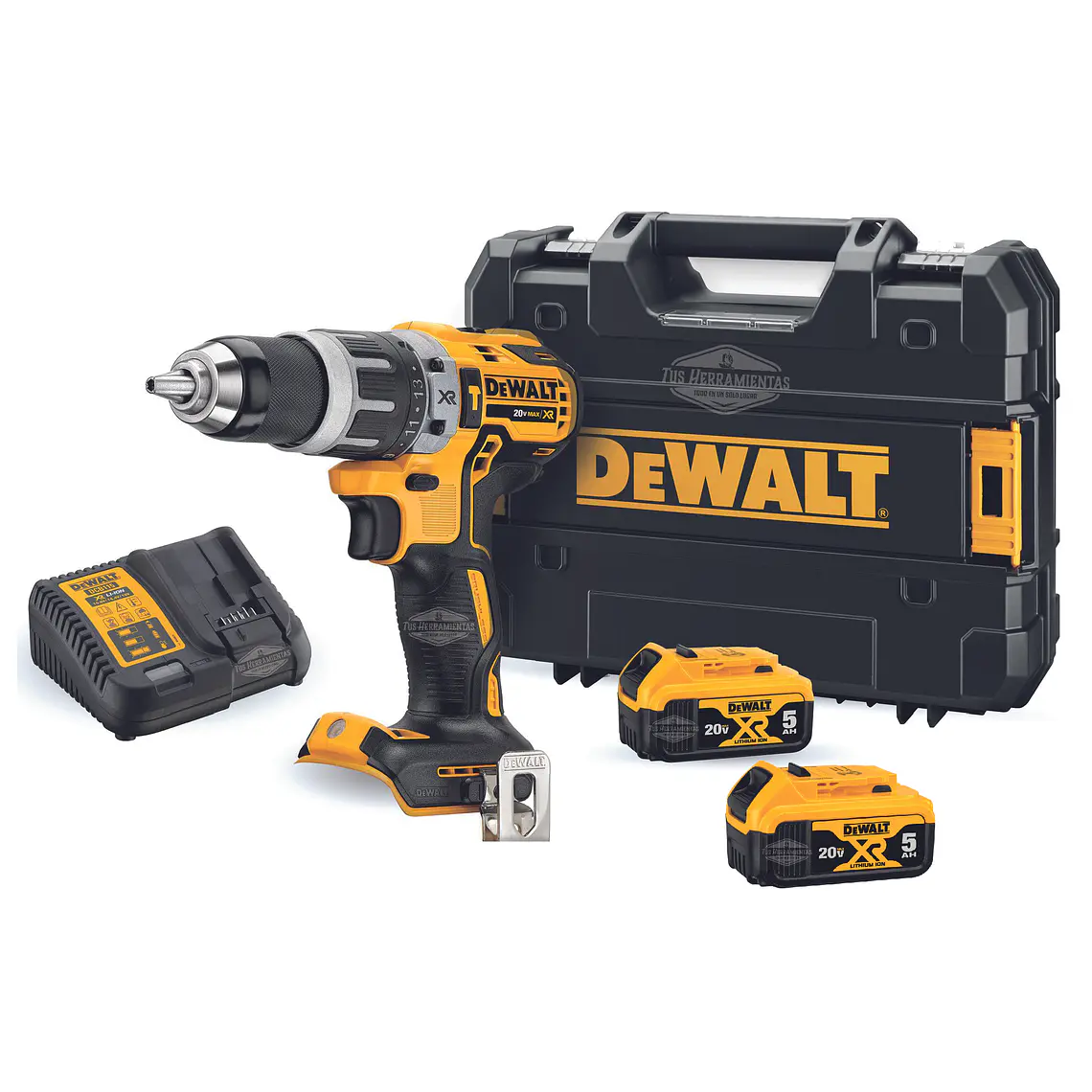 Taladro Percutor 20v S/carbones + 2 Bat 5ah Dewalt Dcd796p2 1