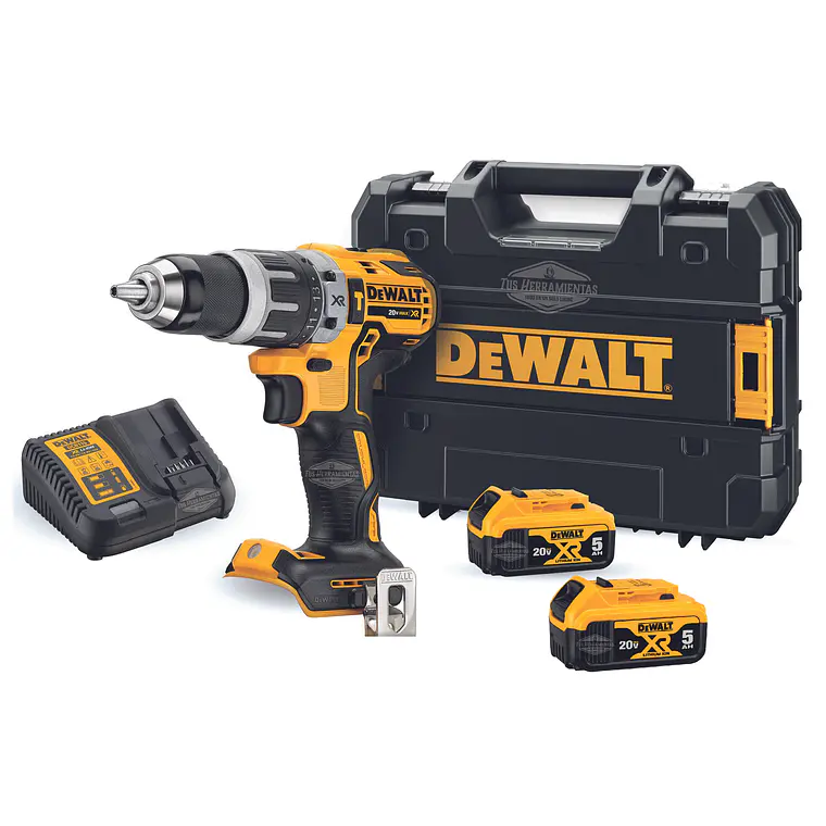 Taladro Percutor 20v S/carbones + 2 Bat 5ah Dewalt Dcd796p2 1