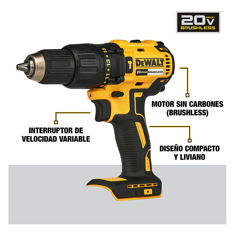 Taladro Percutor 20v Brushless Dewalt Dcd778b Sin Baterias 3