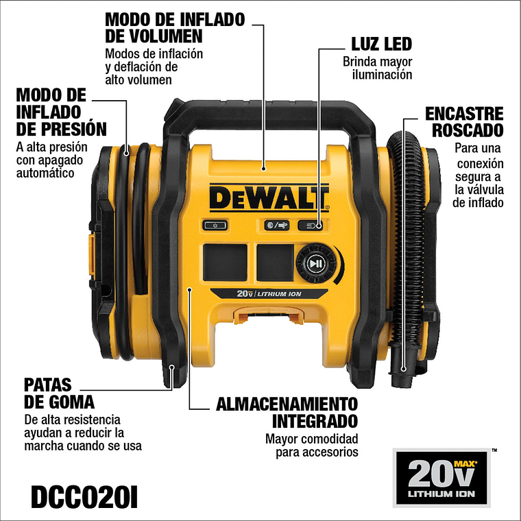 Inflador Neumatico 20v Max Dcc020ib Dewalt 3