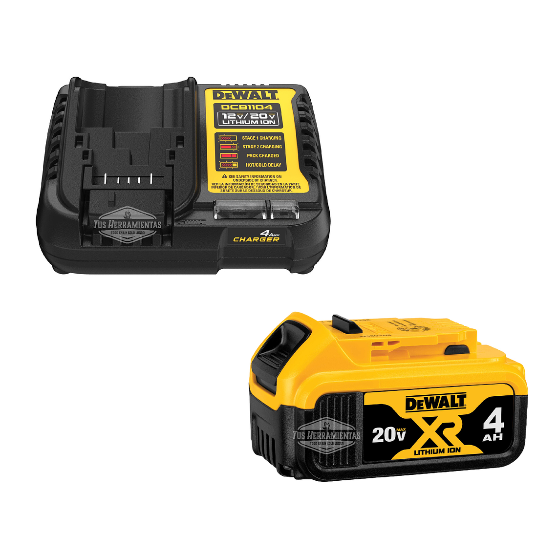 Kit Cargador Rápido Dcb1104 + Batería Xr 20v 4ah Dewalt 1